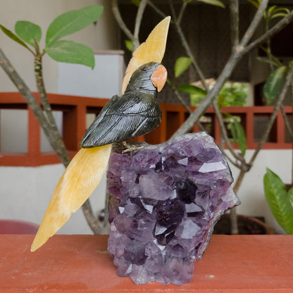 Unique Gemstone Bird Statue