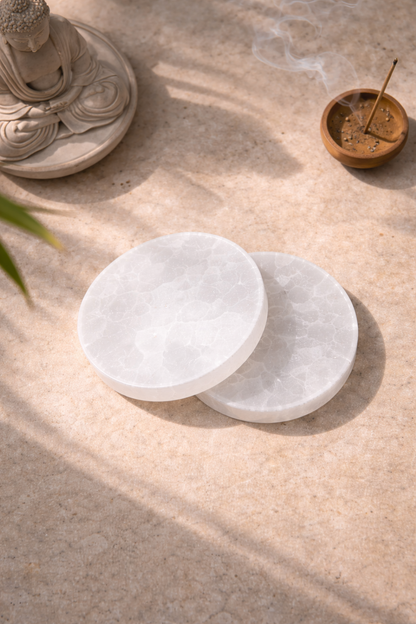 Luxury Selenite Crystal Coasters for Table Styling & Energy Cleansing