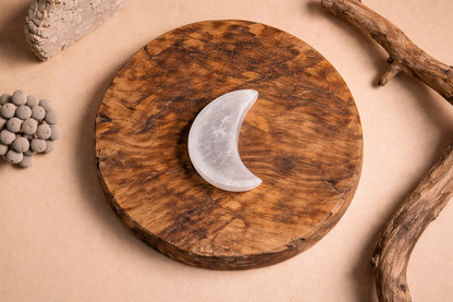Selenite Moon Table Organizer for Crystal Storage & Spiritual Decor