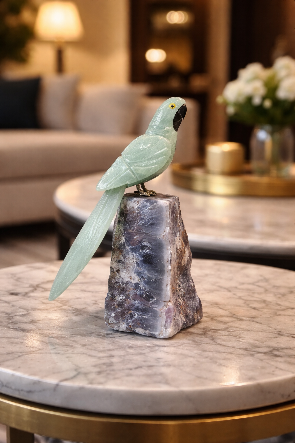 Handcrafted Gemstone Bird Idol for Luxury Gifting