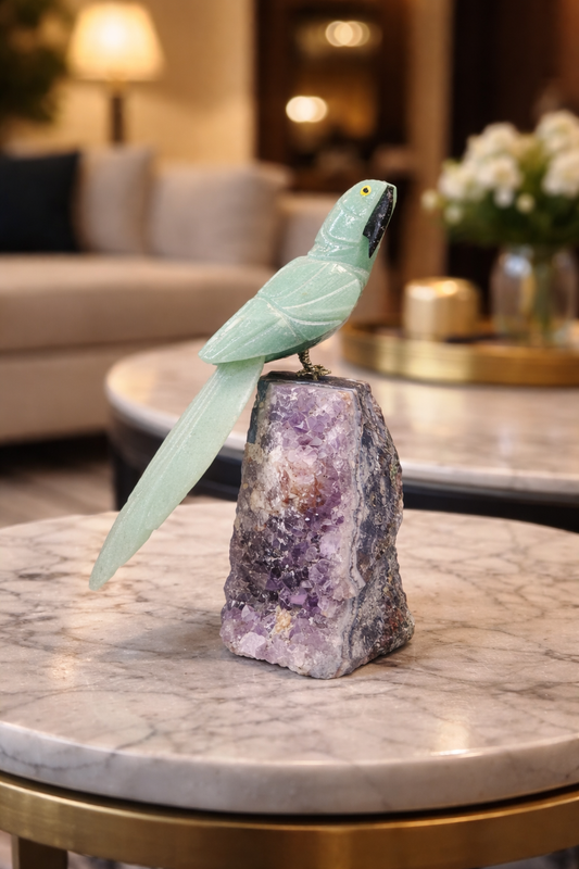 Artisan Gemstone Bird Sculpture for Luxury Décor