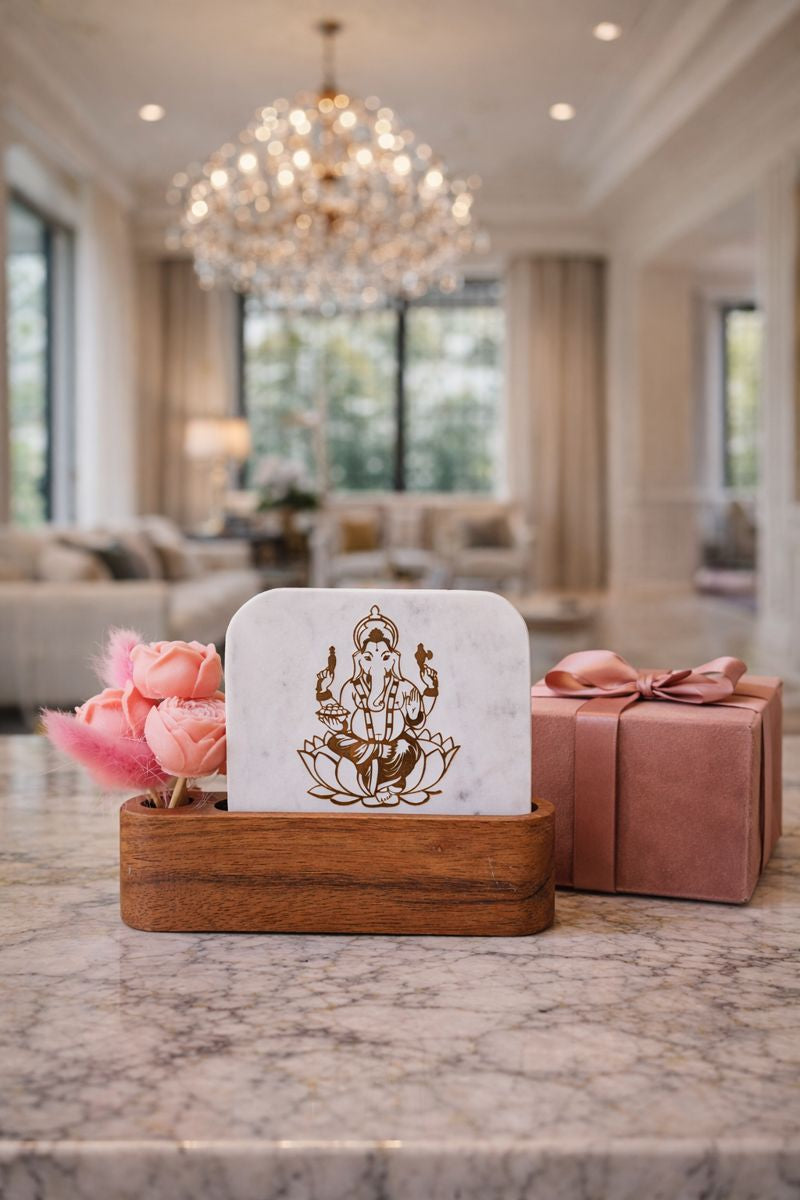 Ganesha Marble Décor Candle Bouquet - Housewarming Gift Set