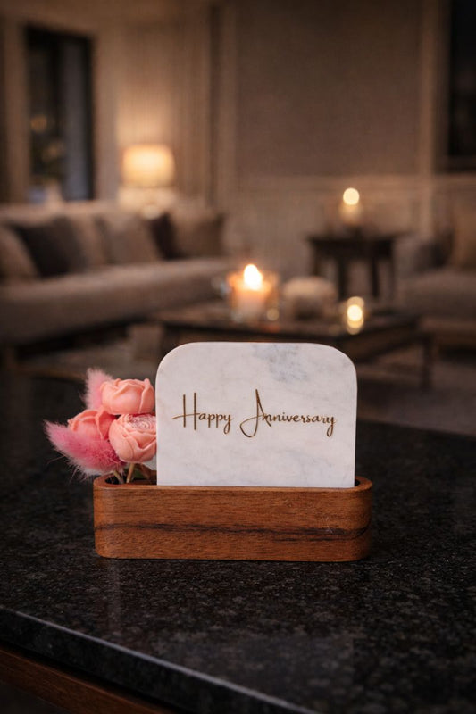 Happy Anniversary Marble Décor Candle Bouquet - Celebration Gift Set