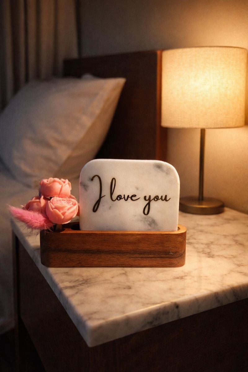 “I Love You” Marble Décor Candle Bouquet - Valentine’s Gift Set