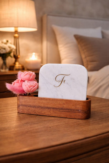 Personalised Name Initial Marble Décor Candle Bouquet Gift Set