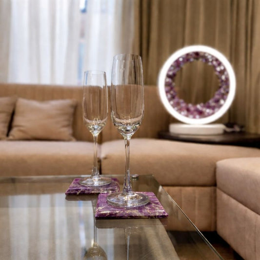 Customisable Gemstone Coaster Set for Housewarming & Wedding Gifts