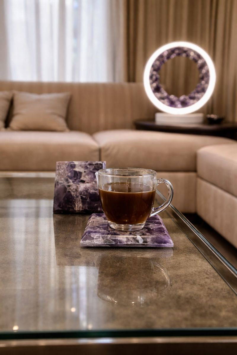 Customisable Gemstone Coaster Set for Housewarming & Wedding Gifts