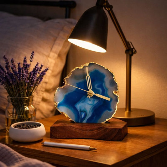 Luxury Gemstone Desk Clock for Housewarming & Anniversary Gifts