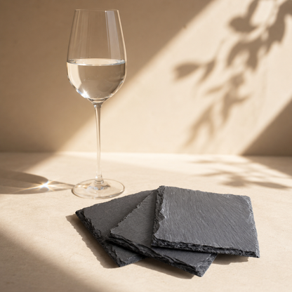 Premium Basalt Stone Coaster Set | Executive Corporate Desk Accessories | Corporate Diwali Gifts India