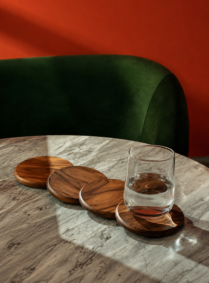 Premium Wooden Coaster Set | Customised Corporate Table Coasters | Employee & Client Gifts India
