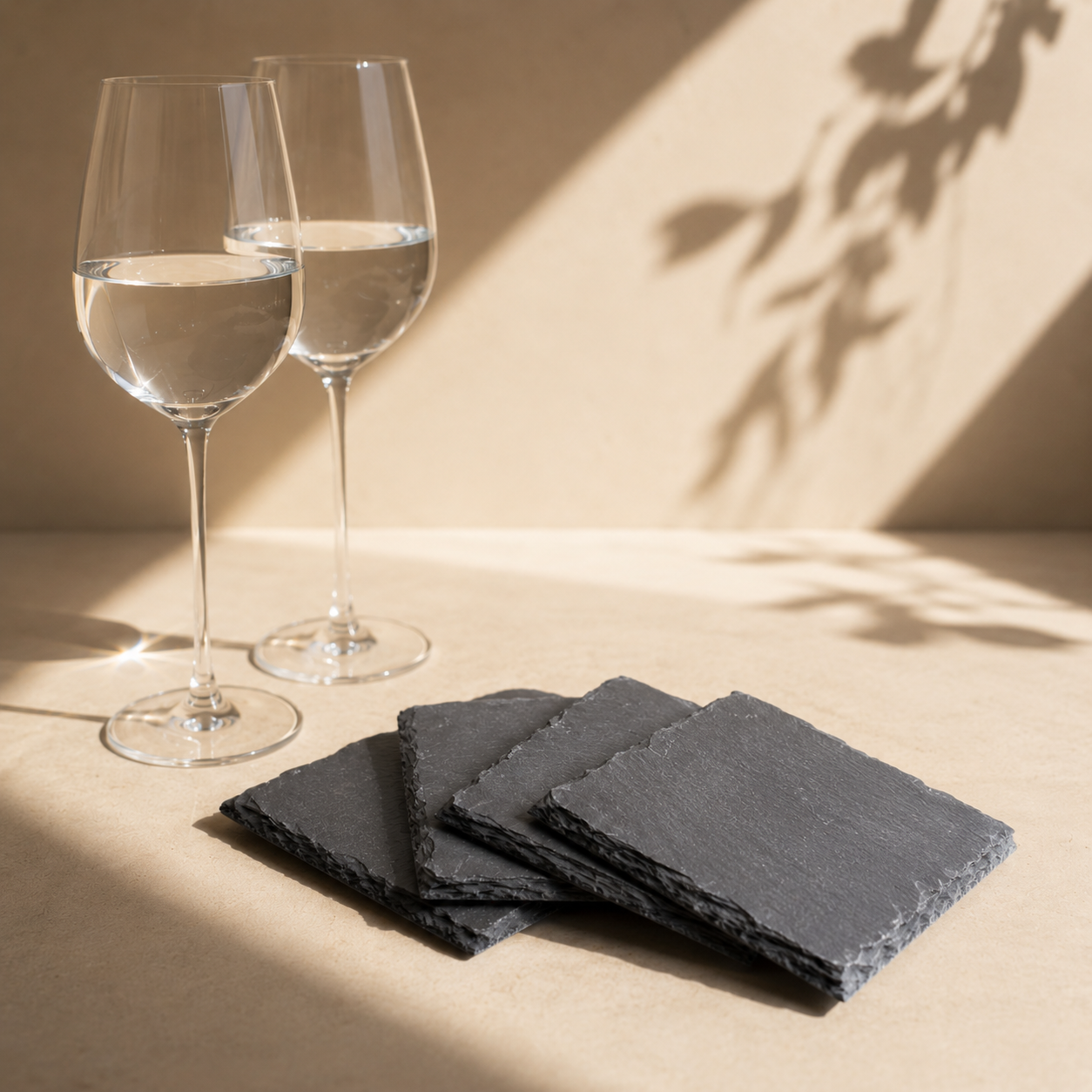Premium Basalt Stone Coaster Set | Executive Corporate Desk Accessories | Corporate Diwali Gifts India