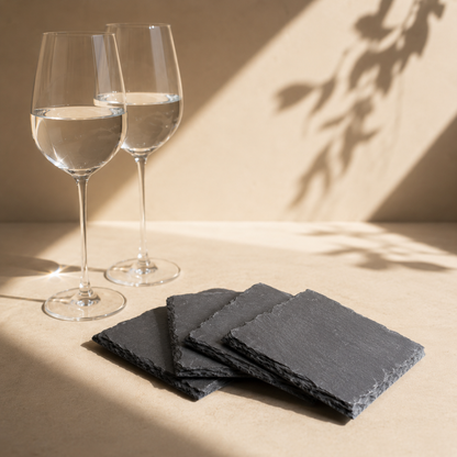 Premium Basalt Stone Coaster Set | Executive Corporate Desk Accessories | Corporate Diwali Gifts India