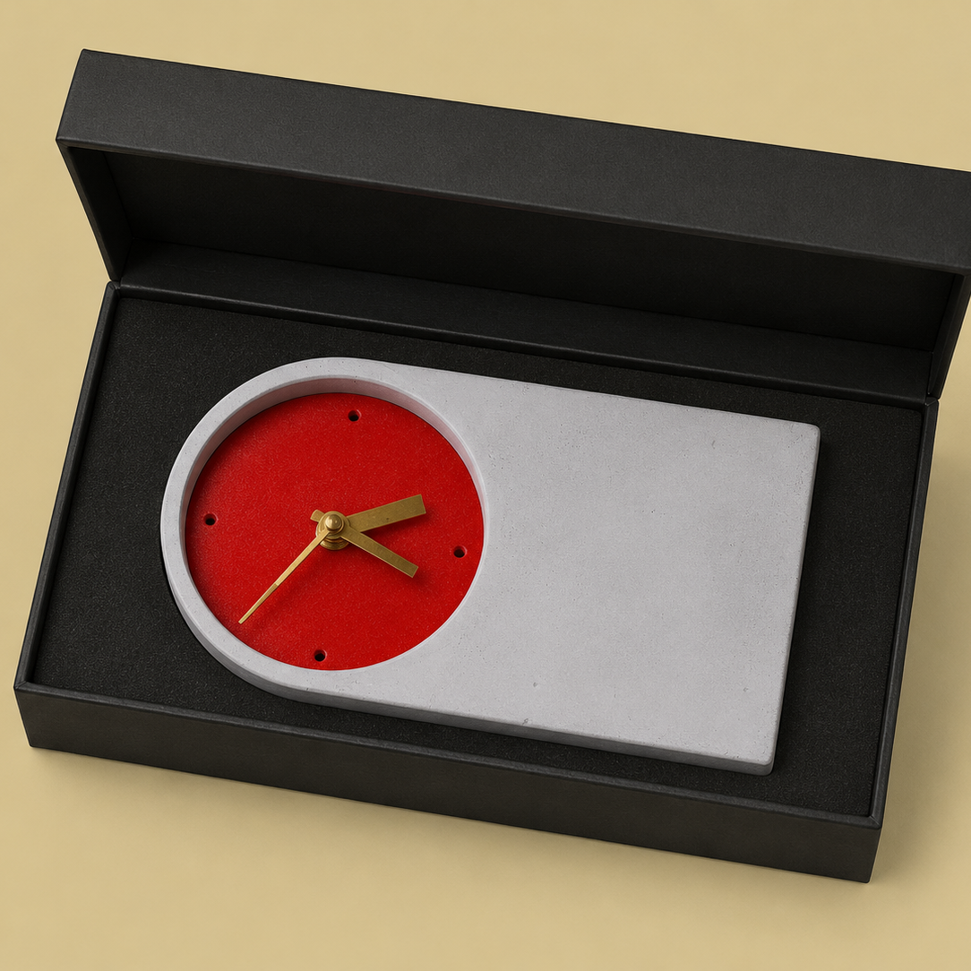 Minimalist Concrete Table Clock | Executive Office Desk Clock | Corporate Gift for Employees