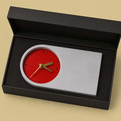 Minimalist Concrete Table Clock | Executive Office Desk Clock | Corporate Gift for Employees